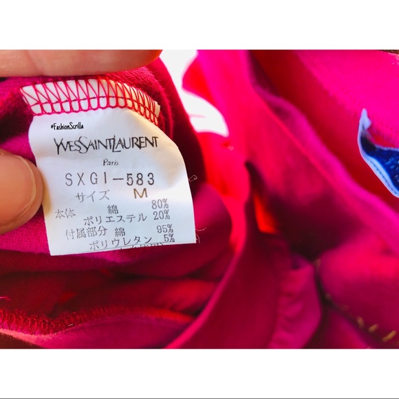 Yves Saint Laurent Pink & Gold Logo Sweatshirt Rare YSL Vintage - Picture 4 of 6